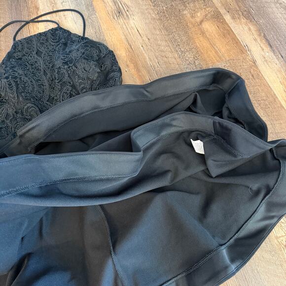 TRAC Black Lace Skater Party Dress Medium Criss Cross Back - Picture 13 of 16